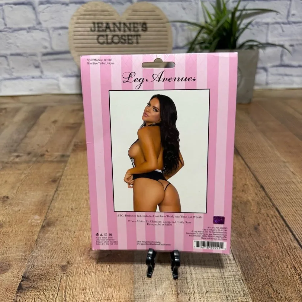 Leg Avenue 2 PC Bedroom Ref Sexy Costume, Black/White, One Size nwt